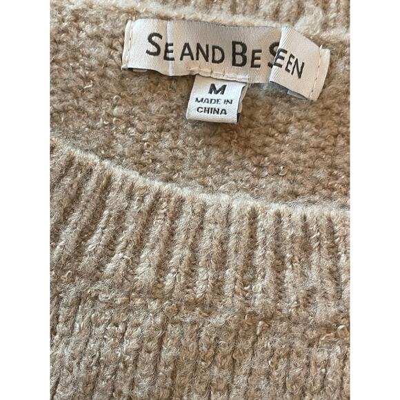 See and Be Seen Array of Flowers Embroidered Tan Sweater Medium - Picture 9 of 11